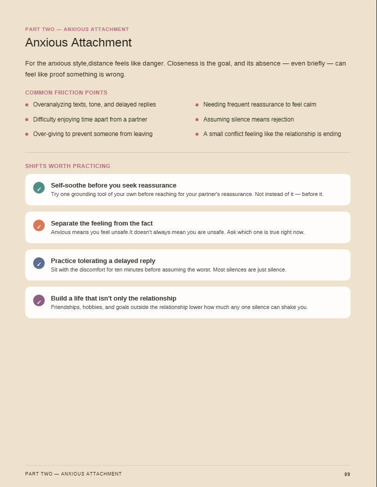 The Attachment Code — sample page showing the scored self-assessment worksheet
