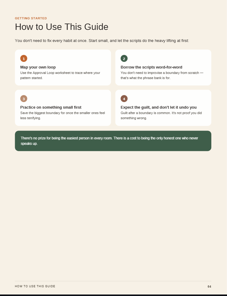 The Nice Trap — sample page showing the boundary phrase bank
