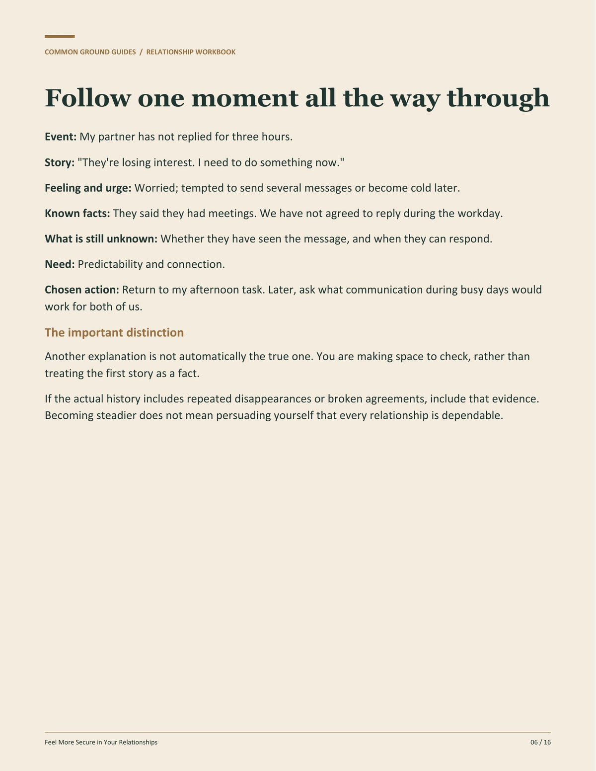Feel More Secure in Your Relationships - Follow one moment all the way through