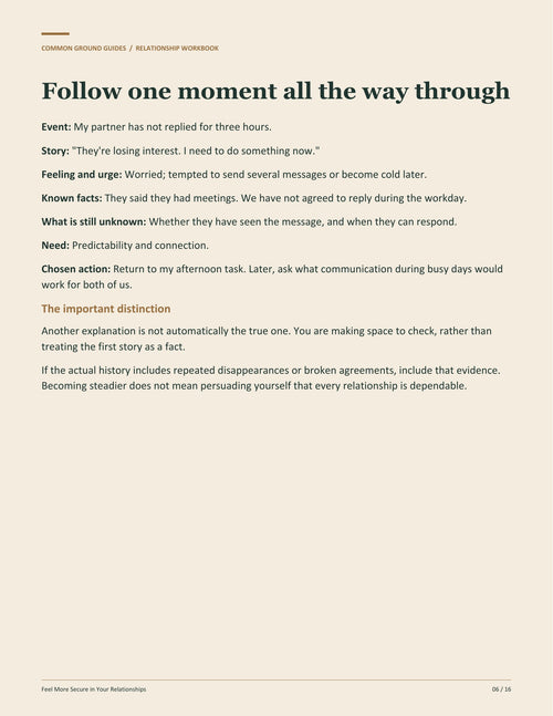 Feel More Secure in Your Relationships - Follow one moment all the way through