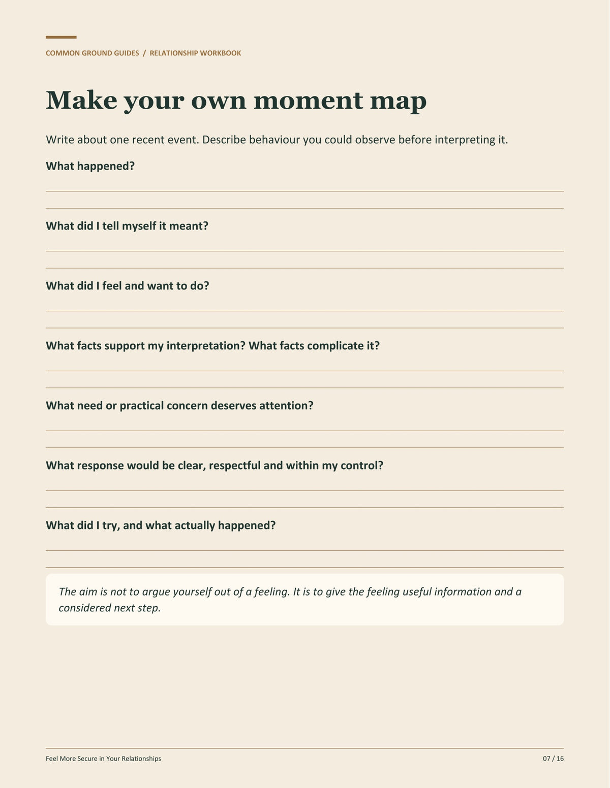 Feel More Secure in Your Relationships - Make your own moment map