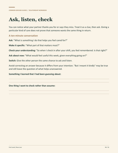 Feel Loved, Show Love - Ask, listen, check