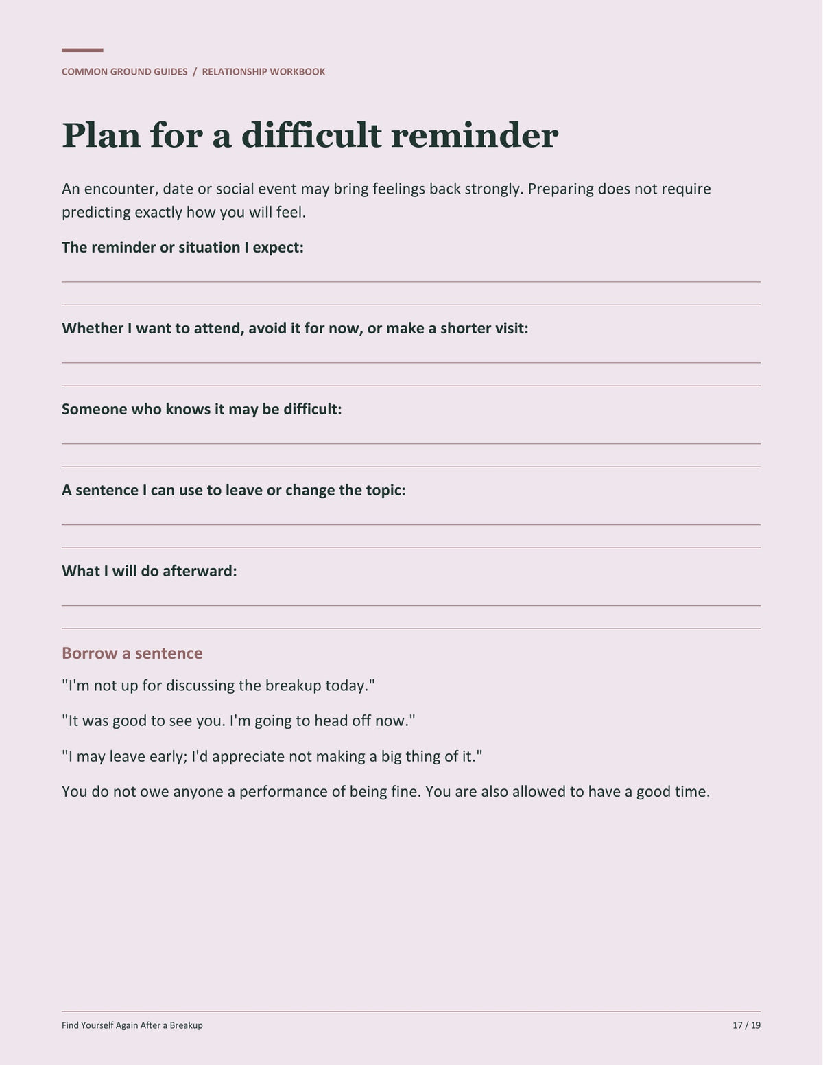 Find Yourself Again After a Breakup - Plan for a difficult reminder