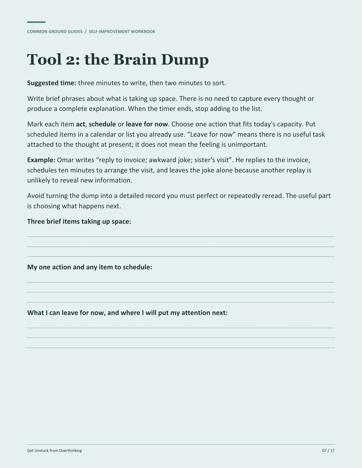 Get Unstuck from Overthinking - Tool 2: the Brain Dump