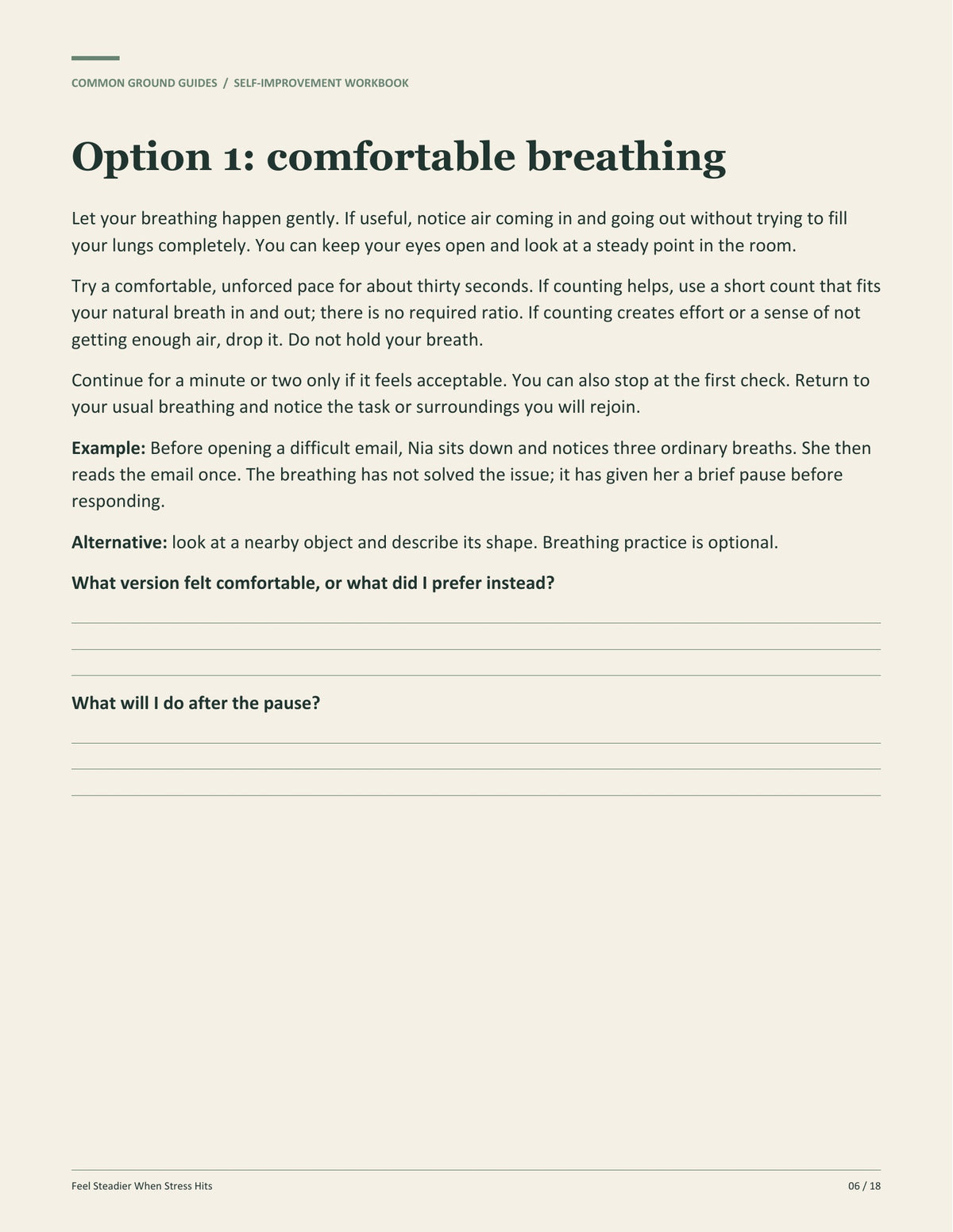 Feel Steadier When Stress Hits - Option 1: comfortable breathing