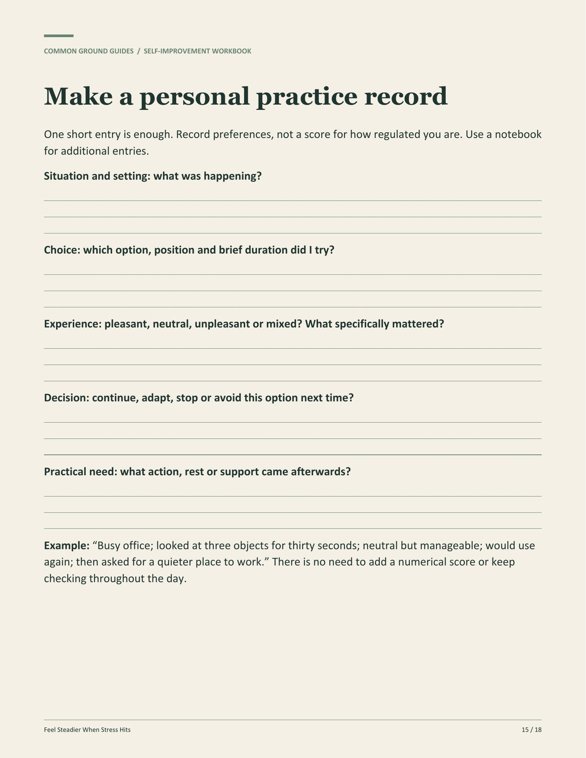 Feel Steadier When Stress Hits - Make a personal practice record