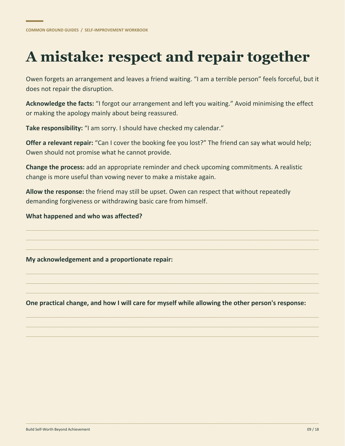Build Self-Worth Beyond Achievement - A mistake: respect and repair together