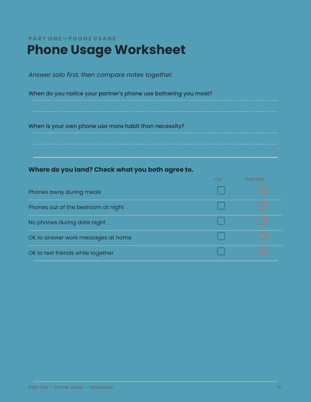 The Digital Boundary Blueprint, page 7 of 16: Phone Usage Worksheet.