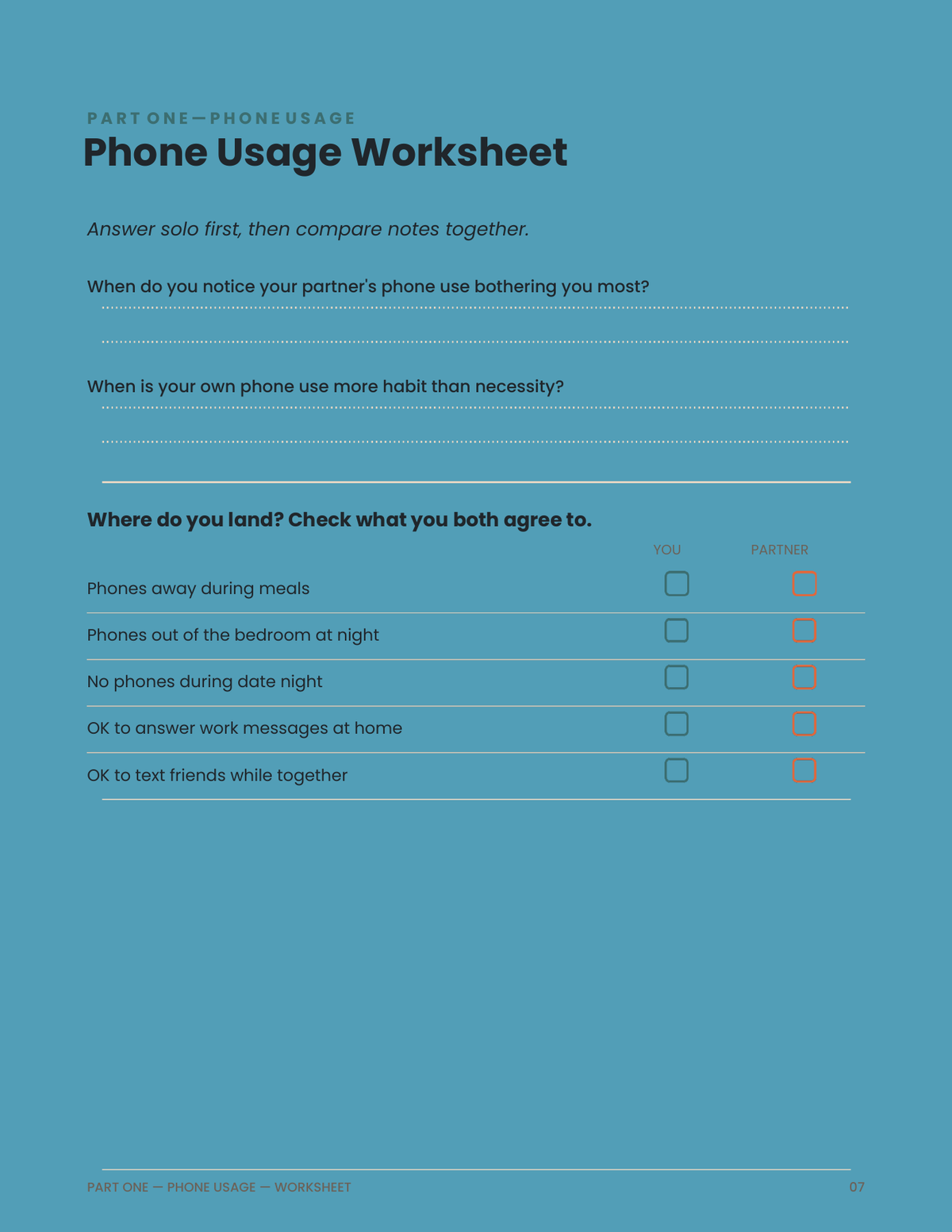 The Digital Boundary Blueprint, page 7 of 16: Phone Usage Worksheet.