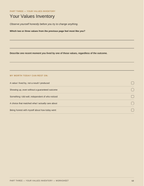 Unshakeable, page 12 of 17: Your Values Inventory.